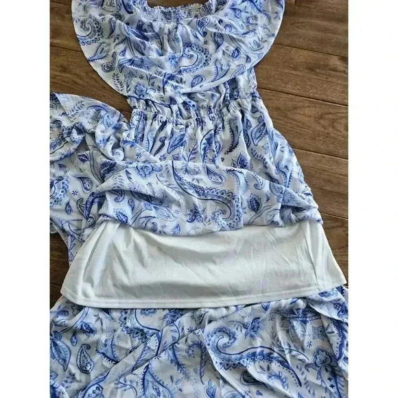 Show Me Your Mumu Off Shoulder Hacienda Blue White Floral Maxi Dress Women's S - Picture 9 of 9